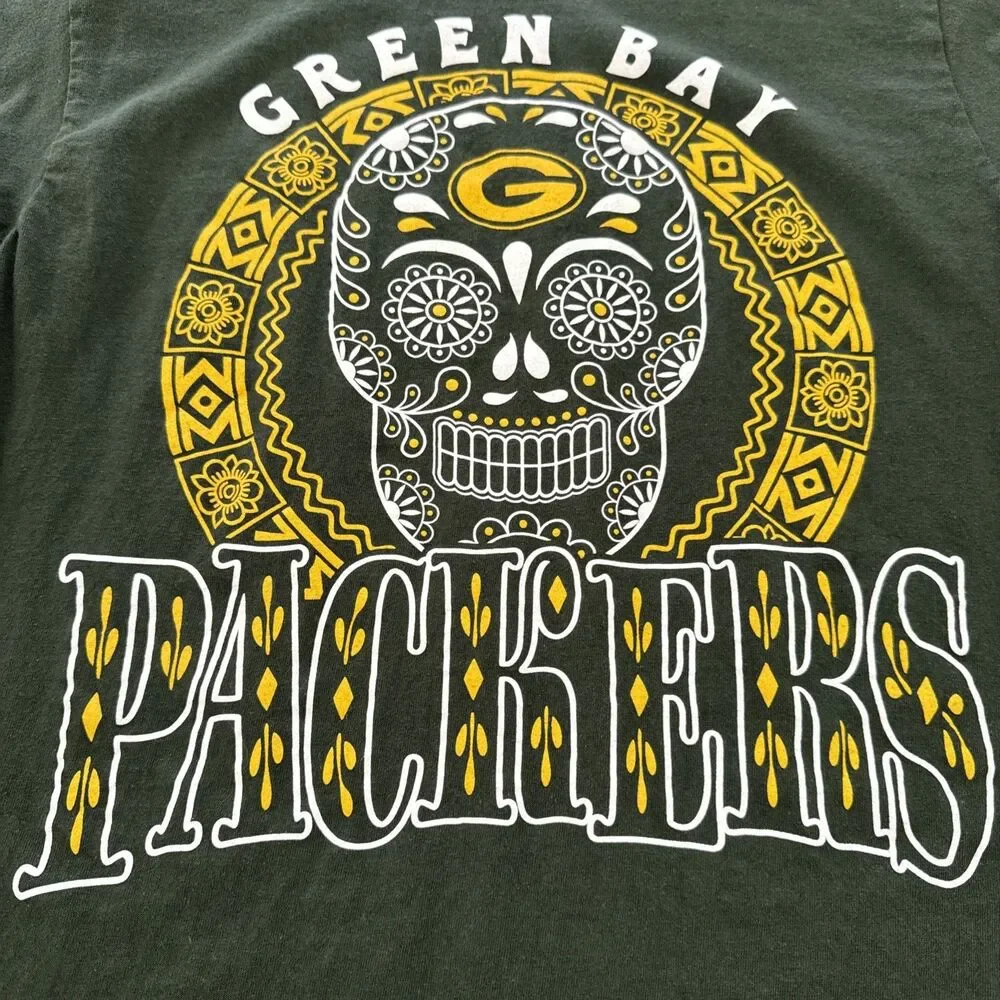 Green Bay Packers Shirt NFL Junk Food Skull Logo Men's Green Medium